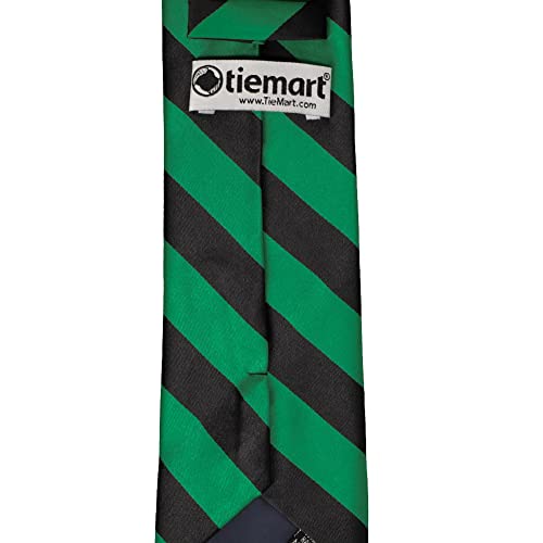tiemart Men's Striped Tie Standard Length - color: Kelly Green and Black