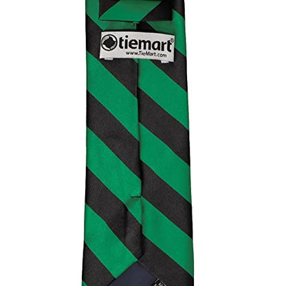 tiemart Men's Striped Tie Standard Length - color: Kelly Green and Black