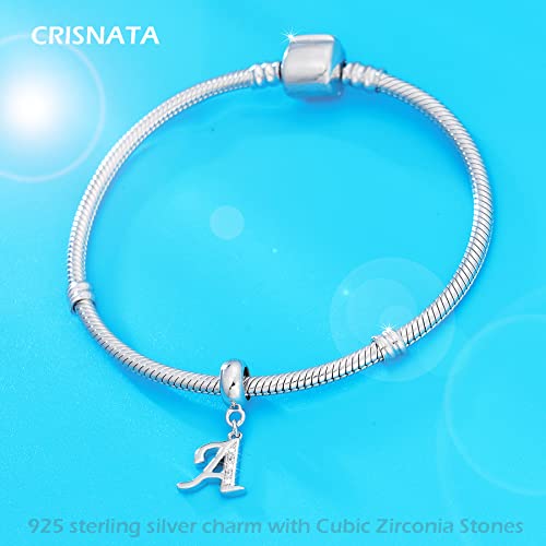 26 Letter Pendant Charms, Polished 925 Sterling Silver Complete Initial A-Z Dangling CZ Stone Alphabet Beads, fits European Bracelet Necklace, Gift for Mother/Father/Daughter/Son/Sister/Aunt - color: Letter A CZ Pendant Charm