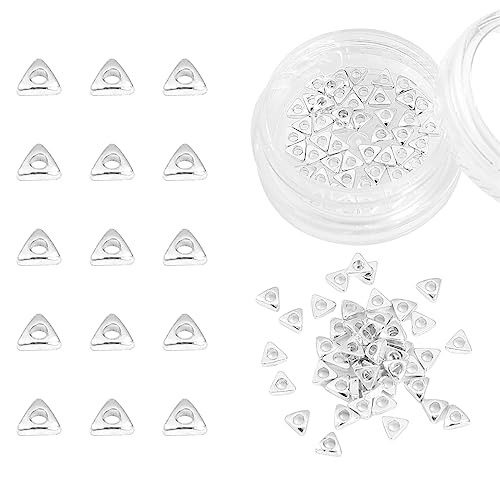 Silver Plated Triangle Spacer Beads 3x3mm 50pcs for Jewelry Making Findings Non Tarnish - color: Silver, size: 3x3mm Triangle