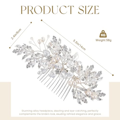 Wedding Hair Pieces, Rhinestone Bridal Hair Accessories | Handmade Gold Hair Comb for Bridesmaids Banquets Balls Formal Events - color: Silver