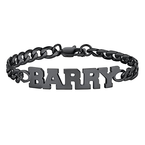 PROSTEEL Bracelets for Men, Figaro/Cuban Mens Bracelet, Silver/Gold/Black | 6/9/13mm Width, 7.5/8.3/9" Length, Stainless Steel Mens Bracelet, Durable & Non Tarnish, Chunky Jewelry with Gift Box - style: H 6mm-Cuban-Black-Custom