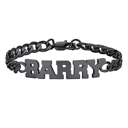 PROSTEEL Bracelets for Men, Figaro/Cuban Mens Bracelet, Silver/Gold/Black | 6/9/13mm Width, 7.5/8.3/9" Length, Stainless Steel Mens Bracelet, Durable & Non Tarnish, Chunky Jewelry with Gift Box - style: H 6mm-Cuban-Black-Custom