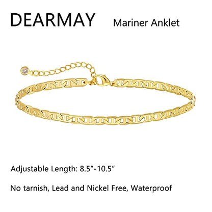 DEARMAY Gold Anklets for Women Waterproof | Non Tarnish14K Gold Plated Ankle Bracelets Set Stack, Summer Beach Jewelry Gifts for Vacation - color: Gold Anklet-U