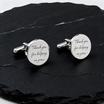 Teacher Appreciation Gifts Fathers Day Cuff Links Stainless Steel Cufflinks Teachers Day Gifts Thank You for Helping Me Grow Birthday Gift End of Year Gift Back to School Christmas Retirement Gift