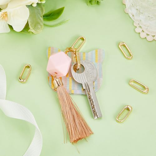 SUNNYCLUE 1 Box 6Pcs O Ring Clips Trigger Spring O Ring Real 18K Gold Plated Brass Spring O Rings Long Thin Oval Purse Ring Clips Spring Snap Hooks Clip Clasps Keyring Buckle for Jewelry Making Kits - color: 1 Box 6pcs 18k Gold Plated Spring O Ring 18x7mm