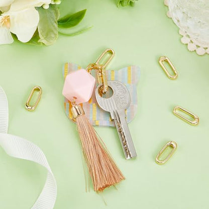 SUNNYCLUE 1 Box 6Pcs O Ring Clips Trigger Spring O Ring Real 18K Gold Plated Brass Spring O Rings Long Thin Oval Purse Ring Clips Spring Snap Hooks Clip Clasps Keyring Buckle for Jewelry Making Kits - color: 1 Box 6pcs 18k Gold Plated Spring O Ring 18x7mm