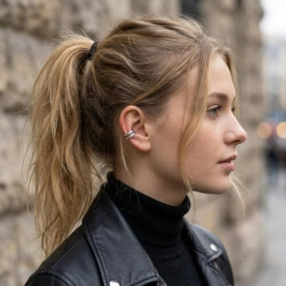 Chunky Ear Cuff Earrings, Asymmetric No Piercing Earring for Women Dainty Clip on Cartilage Ear Cuffs Fake Earrings Jewelry - color: A7-4Pcs C-Shape Gold and Siver