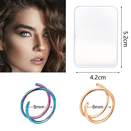 20G Double Nose Ring Hoop for Single Piercing - 2-36 Pcs Jewelry for Women - color: 5 color