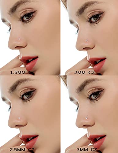 20G 10Pcs Stainless Steel L Screw Bone Shaped Nose Studs Rings Square Round CZ Nose Ring Labret Nose Piercing Jewelry for Men Women Silver Tone 1.5mm-2mm-2.5mm-3mm-3.5mm CZ - style: F:10Pcs,Bone Shaped(Rose Gold Tone)