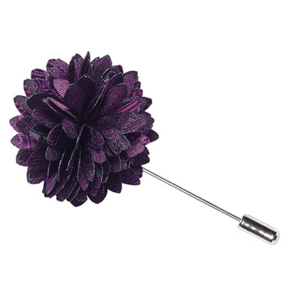 GUSLESON 3.15"（8cm） Mens Tie and Lapel Pin Paisley Necktie Hankerchief Cufflinks Set for Men - color: Dark Purple