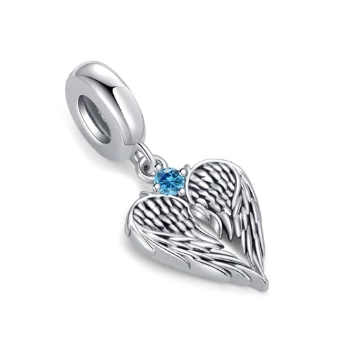 TCHYUN Spread Angle Wings Dangle Charm 12 Birthstone Bead for Pandora Bracelet Women Gift - style: Mar