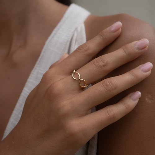 Made by Nami Stainless Steel Gold Adjustable Rings for Women Stackable Chunky Gold Rings for Women - color: Curb
