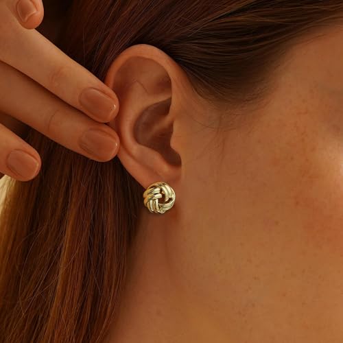 SHERLOVE Chunky Knot Gold Earrings Women Statement Drop Dangle Earrings | 14K Gold Plated Hypoallergenic Lightweight,Trendy Dainty Elegant Cute,Women Gold Jewelry Fashion Accessories Gifts - color: Knot Gold E