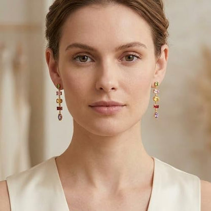 Mchic Dangle Earrings for Women: 18K Gold Plated CZ Drop Earrings Dainty Trendy Hypoallergenic Teardrop Bridal Wedding Style, Sparkly Elegant Dangling Jewelry Gift for Women Bridesmaid Prom Formal - color: Style 5-Gold