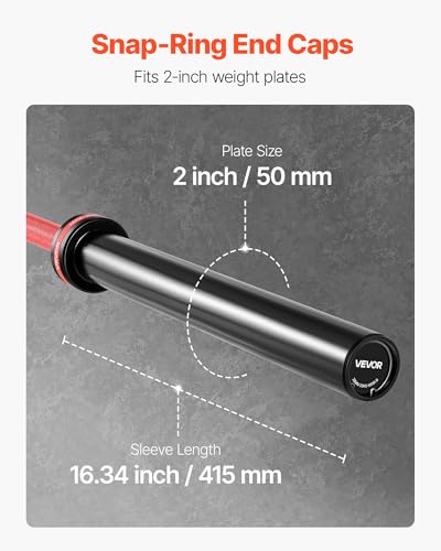 VEVOR 7FT/6FT/4FT Olympic Barbell Bar, Fits 2-Inch Weight Plates, Barbell Bar with Knurled Grip for Strength Training, Weightlifting, Squat, Deadlift, Bench Press, Curl, Overhead Press, 500lbs/700lbs/1000lbs Capacity - size: 7FT, 1000LBS