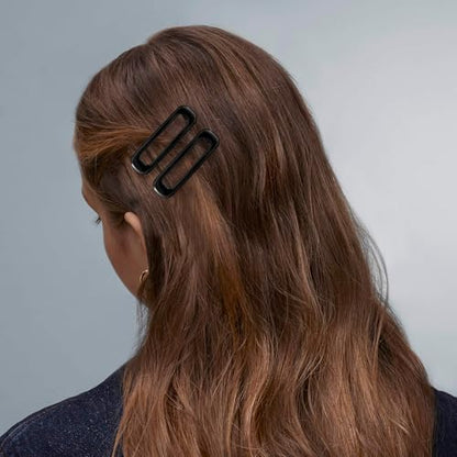 20 PCS Small Rectangle Hair Barrettes For Women Non Slips Snap Clips For Thin Fine Hair,Bright Black,1.97 x 0.55Inch - color: Bright Black