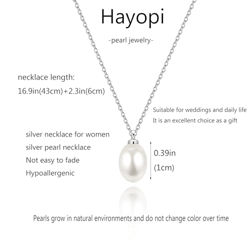 Pearl Necklaces for Women,Dainty Gold Pendant Necklaces Waterproof Jewelry | 14K Gold Plated Pearl Necklaces,Dainty Elegant Wedding Necklace,Small Cute Adjustable Minimalist Necklace,Non Tarnish Jewelry - color: SILVER-1