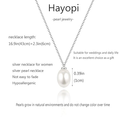 Pearl Necklaces for Women,Dainty Gold Pendant Necklaces Waterproof Jewelry | 14K Gold Plated Pearl Necklaces,Dainty Elegant Wedding Necklace,Small Cute Adjustable Minimalist Necklace,Non Tarnish Jewelry - color: SILVER-1