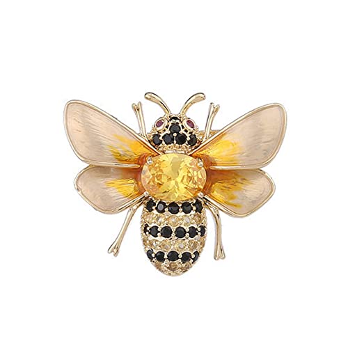 Rhinestone Bee Brooch Pin for Women Girls Fashion Cute Yellow Black Crystal Honeybee Bumblebee Animal Insect Brooches Lapel Pins Dainty Dress Accessories Wedding Christmas Birthday Jewelry Gift