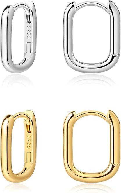 Gold and Silver Hoop Earrings for Women Small Huggie Earrings Hoops | Lightweight Hypoallergenic Hoop Earrings Set for Women Gifts - color: u-shaped hoop