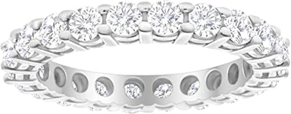 1-10 Carat 14K White Gold LAB GROWN Diamond Eternity Wedding Anniversary Stackable Ring Band for Women Ultra Premium Collection (E-F Color VS2-SI1 Clarity) | 14K White Gold Round Cut Anniversary Stackable Eternity Ring for Women in Solid Gold E-F Color, V