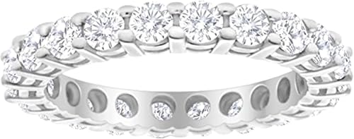 1-10 Carat 14K White Gold LAB GROWN Diamond Eternity Wedding Anniversary Stackable Ring Band for Women Ultra Premium Collection (E-F Color VS2-SI1 Clarity) | 14K White Gold Round Cut Anniversary Stackable Eternity Ring for Women in Solid Gold E-F Color, V