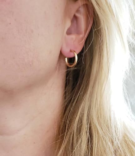 Minimalist Hoops for Women - 14K Gold Open Huggie Hoop Earrings, Hypoallergenic Tiny Hoops in Gold and Silver (Set of 1-5 Pairs) - color: 14K Gold - 15mm (1 Pairs)