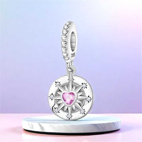 925 Sterling Silver Charms for Bracelets and Necklace Religious Cross Pendants Praying Hands, Bible, Virgin Mary, Jesus, Church Bead Jewelry - color: Pink Heart Charm