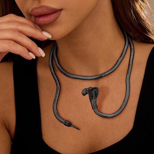Bendable Snake Chain Necklace for Women Arm Cuff Flexible Twisty Multi-purpose DIY Bracelet and Punk Choker Trendy Medusa Snake Jewelry Gift - style: DIY Snake Black