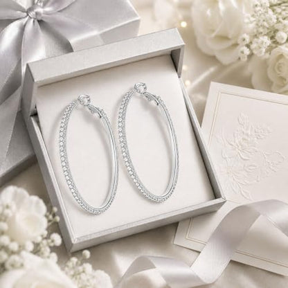 Big Chunky Gold Hoop Earrings for Women Beaded Large Statement Earrings Lightweight Fashion Jewelry Daily Wear Party Gift - color: E5:Silver 8cm