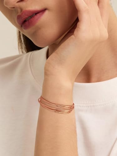 Gold Cuff Bracelet for Women Chunky Multi-layer Cross Wire Open Bracelet Hollow Wide Cuff Bracelets Adjustable Gold Open Cuff Bangle Bracelet - color: Wire Hollow Rose Gold Bracelet