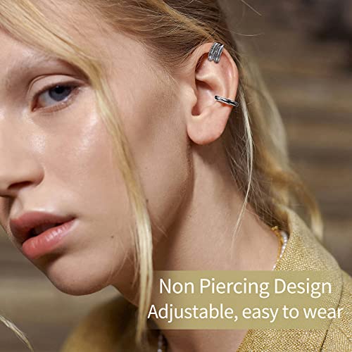 ChicSilver 925 Sterling Silver Ear Cuffs Non-Piercing Cartilage Earrings: Various Styles, Conch Cuffs (with Gift Box) - style: J: Feather Cuff
