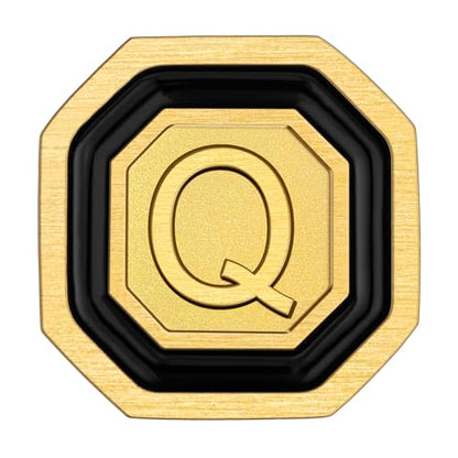 AMITER 18K Gold Plated Initial Cufflinks, Mens Cuff Links for Business Wedding Shirts Studs Suit Accessories - Gift for Groom Husband Father - style: Q