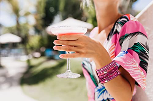 SPUNKYsoul Handmade Bohemian Multi-Color Beaded Coil Bracelet – Comfortable, Adjustable Boho Wrap Cuff That Stacks Easily and Lets You Effortlessly Elevate Any Outfit, Day or Night - style: Pink