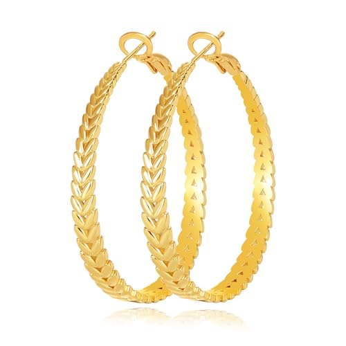 JEMARA Silver Hoop Earrings for Women Hypoallergenic 925 Sterling Silver Post Hoop Earrings Lightweight Thick Large Silver Hoop Earrings 30/40/50MM - color: Gold-30MM