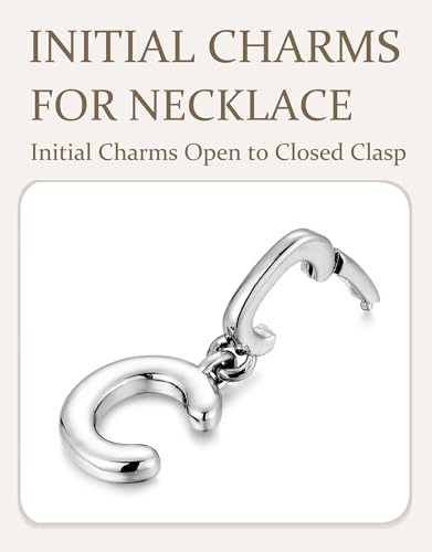 OVRUNS Initial Charm for Women Letter Bracelet Necklace Charms With Clasp | Alloy,nickel,safe for sensitive skin,Pendant with install clasp,fits bracelets with necklaces,great for gift - color: Silver, style: Letter C