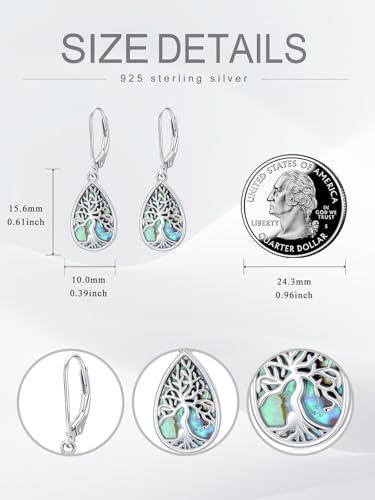 Dorunmo s925 Sterling Silver Western Dangle Drop Earrings Birthday Jewelry Gifts for Women - style: Abalone+Tree of life