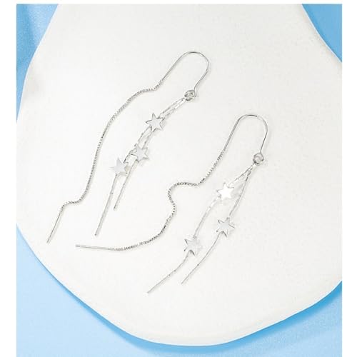 925 Sterling Silver Dangle Earrings with Charms Heart, Water drop, Moon, Star Long Drop Earring for Women Jewelry Gifts Hypoallergenic - color: star triple hanging