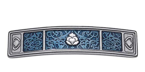 Danforth Tapestry Metal Hair Barrette (Blue) – Handcrafted Pewter Hair Barrettes For Women – 3 ½” Wide, Made In USA