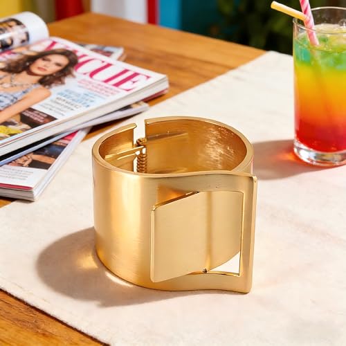Exquisite and Stylish Gold Bracelet, Fashion Jewelry, Women's Gold Accessories – Ideal Gift for Mom, Wife or Girlfriend - style: Brushed Gold Geometric Wide Cuff Bracelet