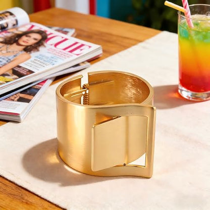 Exquisite and Stylish Gold Bracelet, Fashion Jewelry, Women's Gold Accessories – Ideal Gift for Mom, Wife or Girlfriend - style: Brushed Gold Geometric Wide Cuff Bracelet