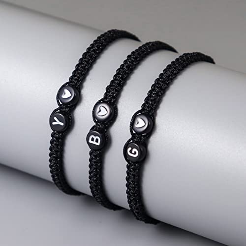 Heart Initial Bracelets 26 Letters Initial Charms Bracelet for Women Gifts A-Z Braided Bracelets Heart Link Handmade Rope Braided Adjustable Jewelry for Mom Daughter Birthday Jewelry Gift - style: D