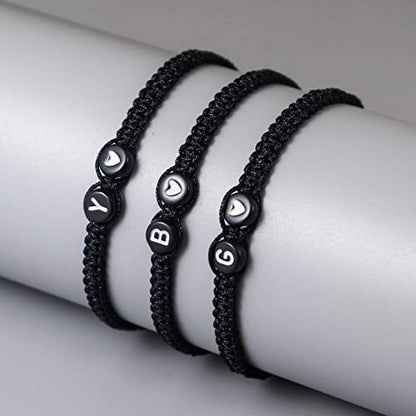 Heart Initial Bracelets 26 Letters Initial Charms Bracelet for Women Gifts A-Z Braided Bracelets Heart Link Handmade Rope Braided Adjustable Jewelry for Mom Daughter Birthday Jewelry Gift - style: D