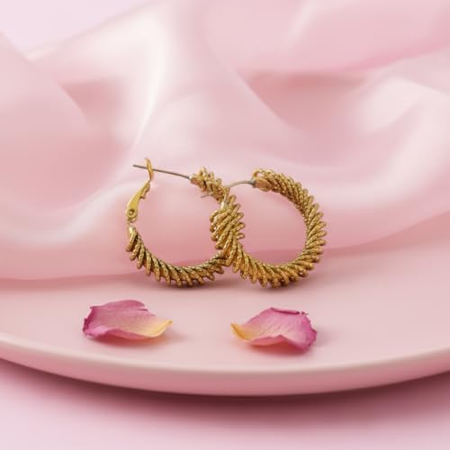 14K Gold Braided Texture Hoop Earring, 32/40mm Twist Rope Design Round Hoop Earrings for Women Gold Jewelry Gifts for women - style: Twisted Earrings-40mm