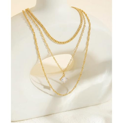 Layered Gold Necklaces for Women14K Gold Planted Non Tarnish | Cuban, Herringbone,Figaro,Paperclip Chain Layering Stack Choker Necklace , Trendy Jewelry Gift for Women - color: B