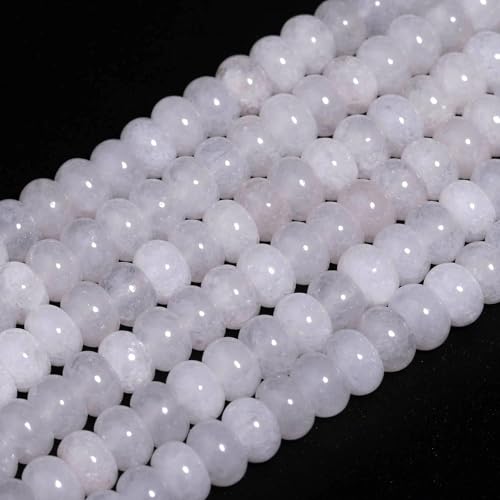 Songxi 5x8mm Natural Clear White Jade Stone Rondelle Beads, 75PCS Spacer Round Loose Abacus Beads for Jewelry Making, Gemstone for Bracelet Necklace Earrings, Arts and Crafts - color: Clear White Jade