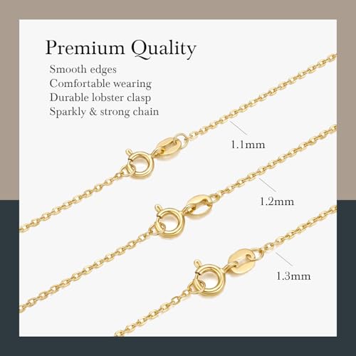 MONA MILANI Gold Necklaces for Women 14K Gold Chain for Women Gold Cable Chain Necklace for Womens Clean Modern and A Little Unexpected Cable Chain for Men Necklaces 14/16/18/20/22/24/26in - size: 22in, style: 1.1mm