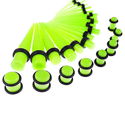 JieyueJewelry 50/54 Pcs Ear Stretching Kit 14G-00G | Acrylic Tapers & Plugs with Silicone Tunnels, Ear Gauges Expander Set Body Piercing Jewelry for Women and Men - color: Green
