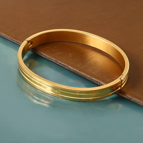 Jewarhaat Gold Bangle Bracelets for Women Trendy Love Stack Friendship Jewelry Stainless Steel Bracelet Anniversary Birthday Christmas Stocking Stuffers Adults Women - color: Gold
